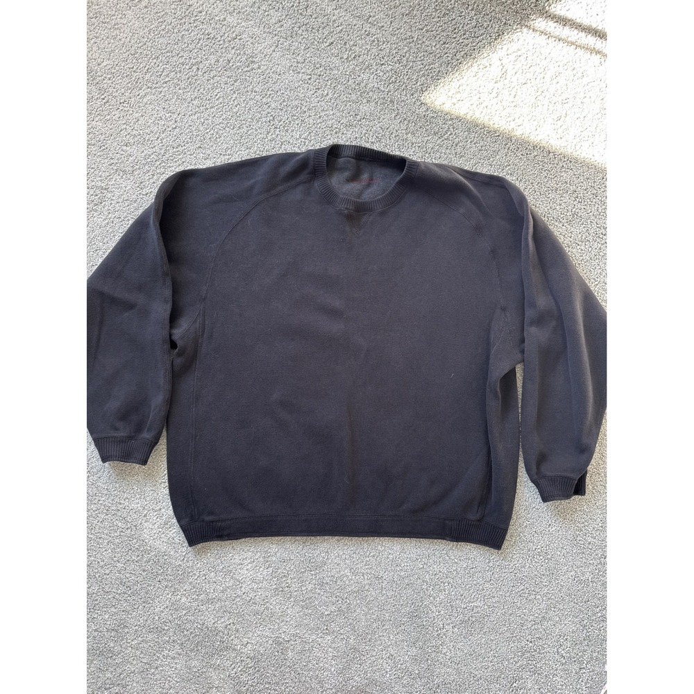 Tommy Bahama Reversible Sweatshirt Black/ Grey Crew Neck Pullover Raglan Large